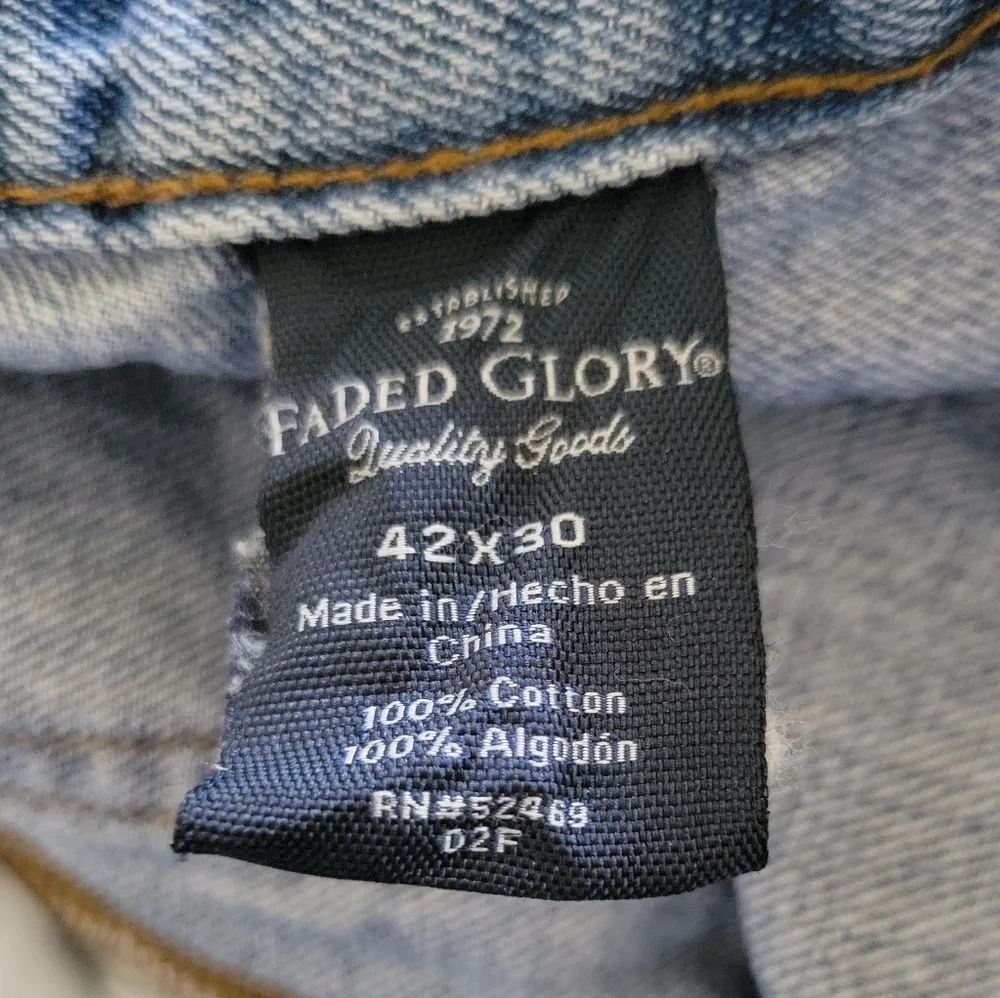 Faded Glory Blue Relaxed Carpenter Jeans Classic Denim Style Size 42 X 30